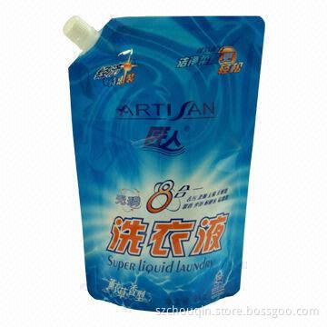 Stand Up Side Spout Washing Pouch for Laundry Detergent and Liquid Soap Packing